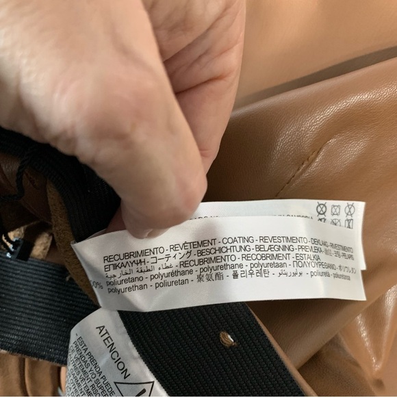 Zara NWOT soft supple vegan leather camel legging pants with side zipper. Size M - Picture 13 of 14